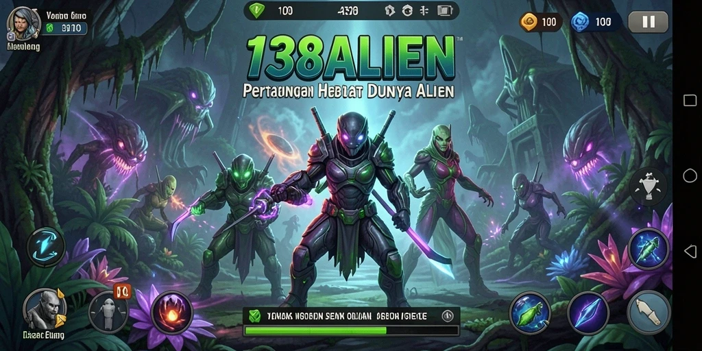 Screenshot gameplay 138ALIEN dengan pertarungan karakter alien.