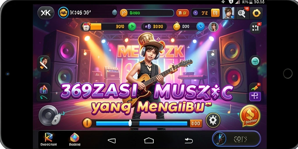 Tampilan gameplay interaktif dari 369ZK dengan fitur musik.
