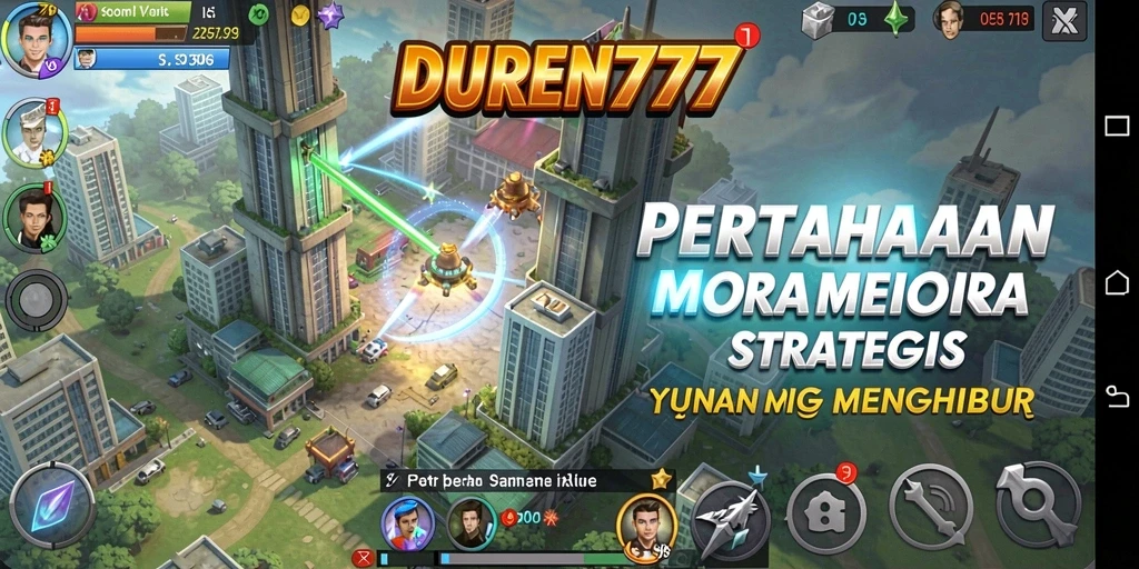 Tampilan menara pertahanan dalam aksi saat melawan gelombang musuh.