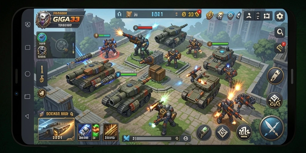 Tangkapan layar menampilkan aksi strategis di GIGA33.