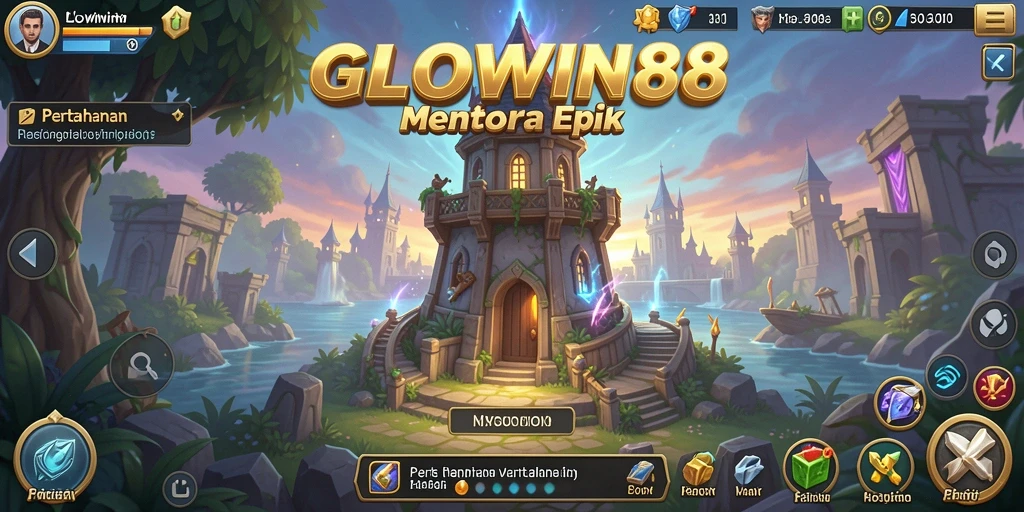 Tampilan gameplay menara pertahanan yang seru di GLOWIN88.