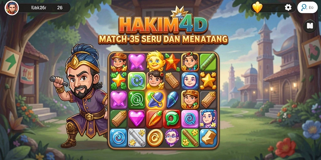 Tampilan gameplay yang menakjubkan dari HAKIM4D dalam permainan Match-3.