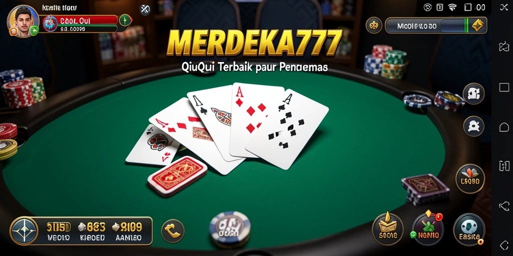 Screenshot utama MERDEKA777 menunjukkan gameplay QiuQiu yang seru.