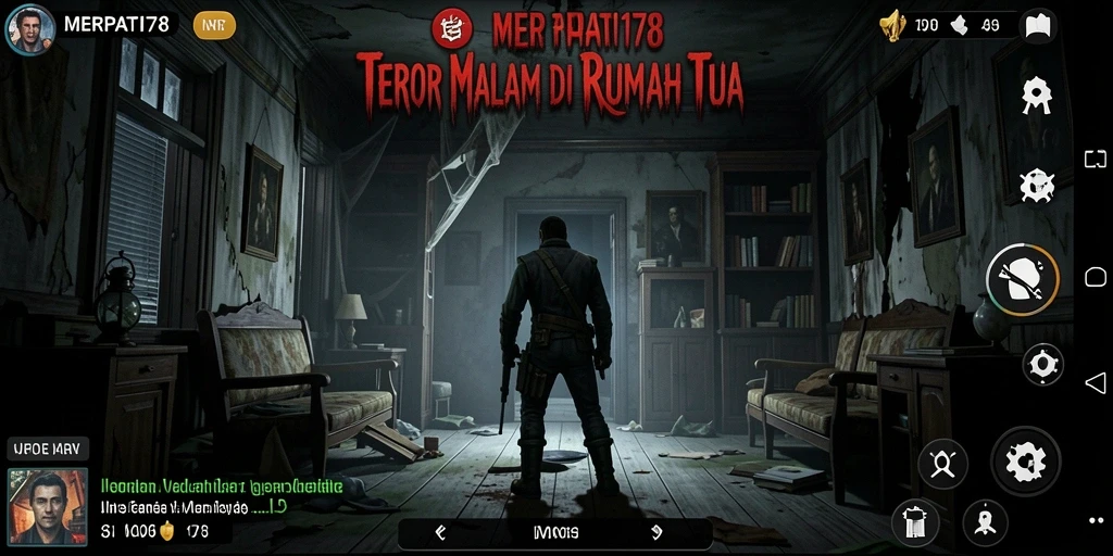 Tampilan gameplay menyeramkan dari MERPATI178 dengan suasana horor yang pekat.