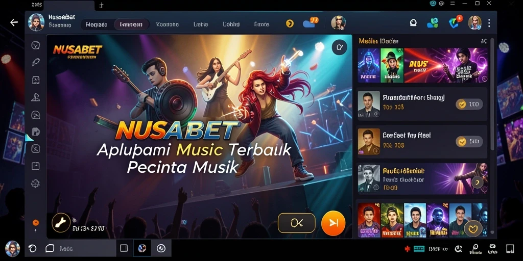 Tampilan utama NUSABET dengan fitur permainan musik yang interaktif.