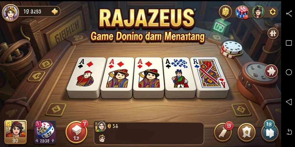 Tangkapan layar gameplay seru RAJAZEUS yang menggambarkan aksi domino.