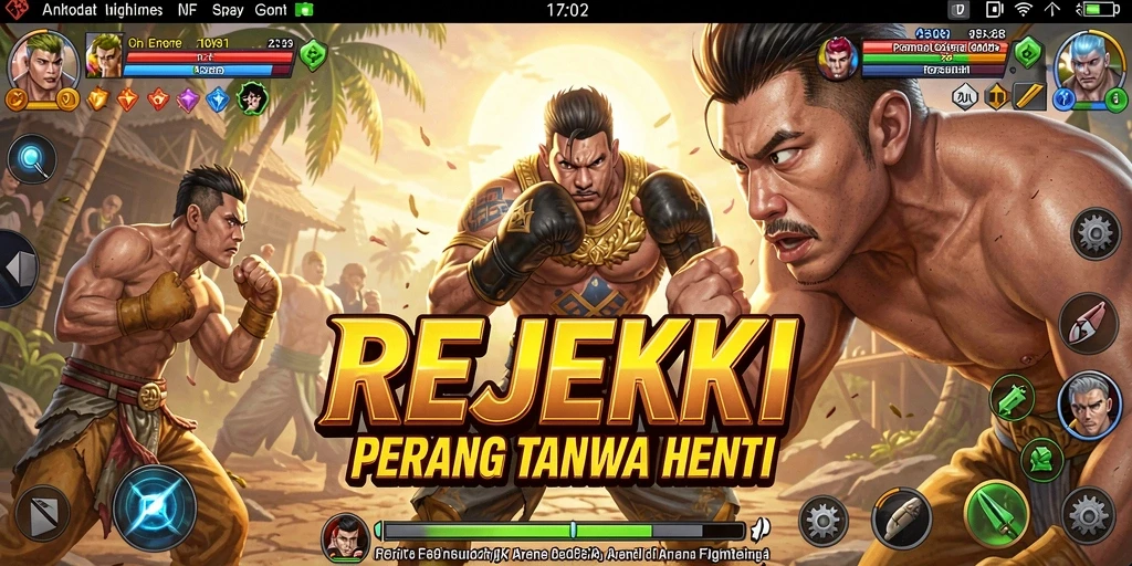 Tampilan gameplay REJEKI dengan pertarungan seru dan karakter menarik.