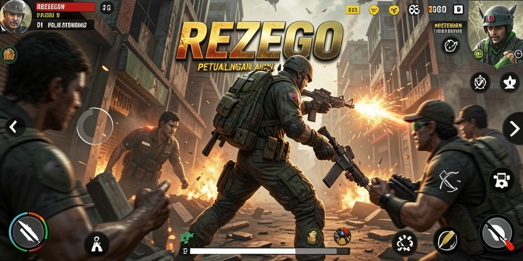 Tampilan gameplay REZEGO yang seru dan mendebarkan.
