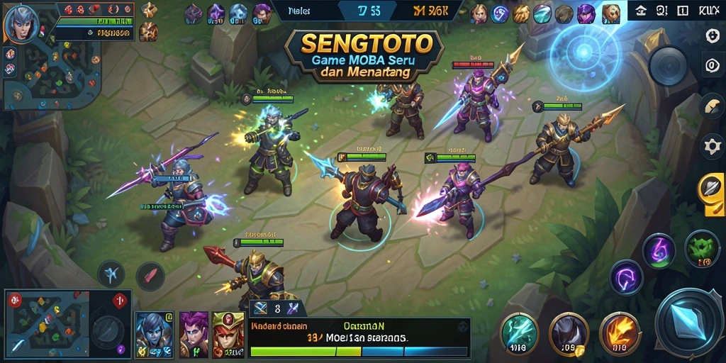 Tampilan seru dari gameplay SENGTOTO dengan pertarungan karakter MOBA.