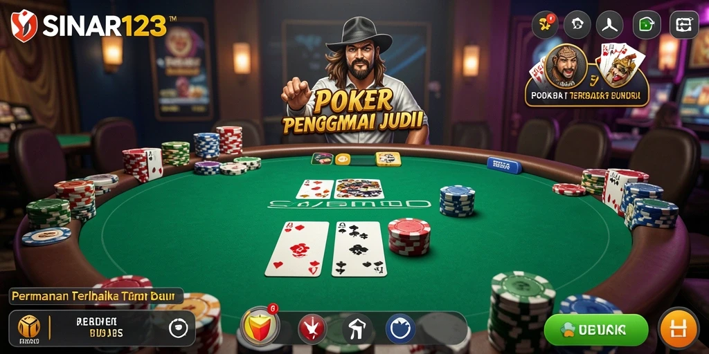 Tampilan gameplay poker yang menarik dan interaktif.