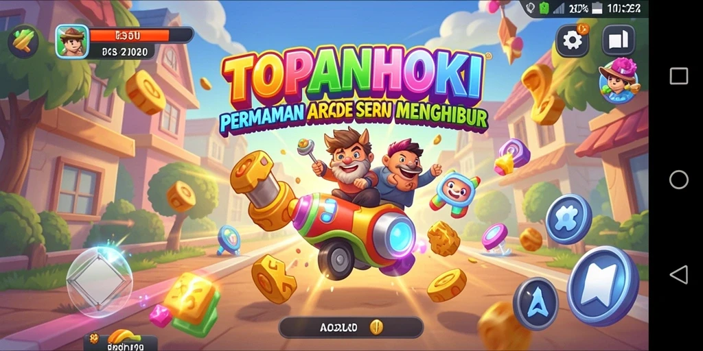Screenshot gameplay TOPANHOKI menampilkan aksi seru dan warna-warni yang menarik.